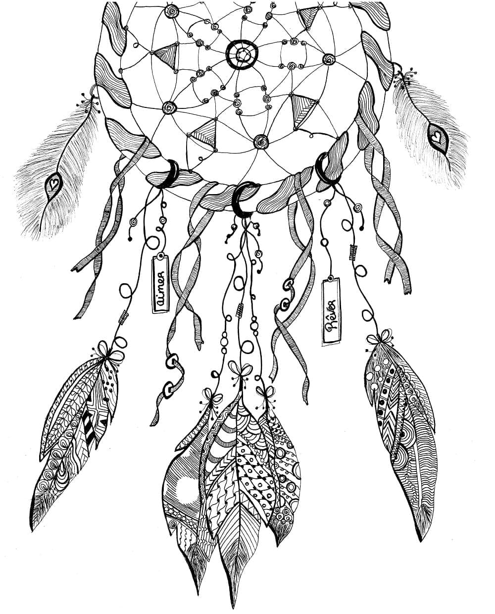 Drømmefanger Zentangle fargelegging