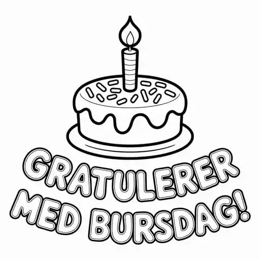 Enkel bursdagskake gratis fargelegging