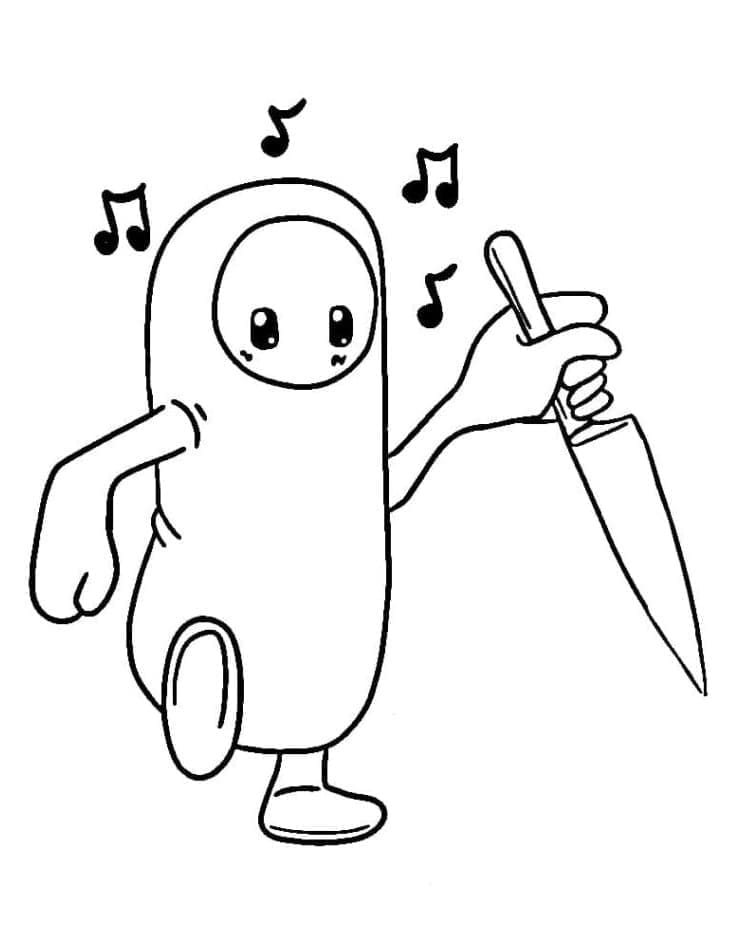 Fall Guys figur med kniv fargelegging Fall Guys figur med kniv fargelegging