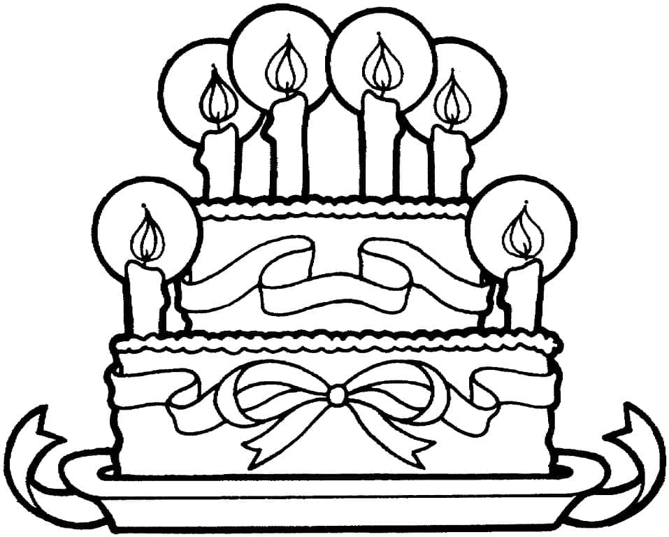 Fin bursdagskake gratis fargelegging