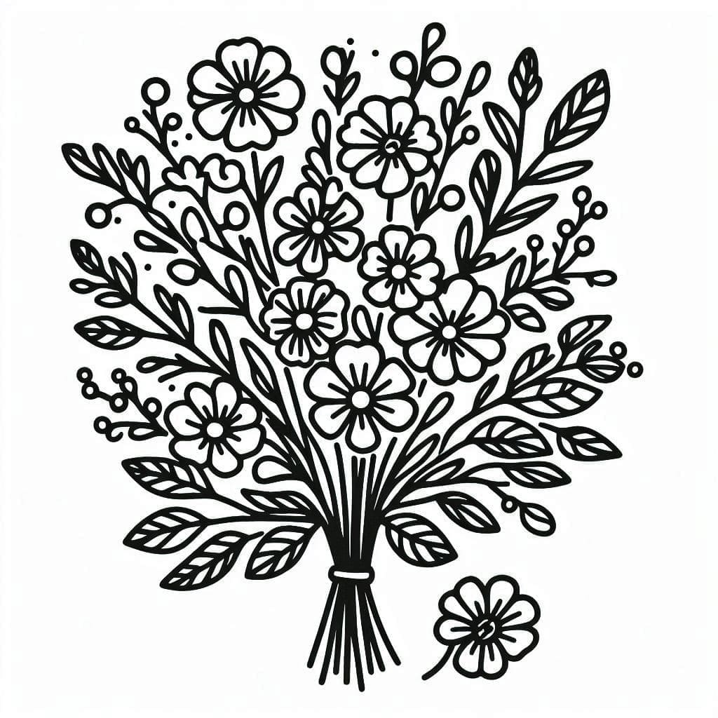 Gratis utskrivbar blomsterbukett fargelegging