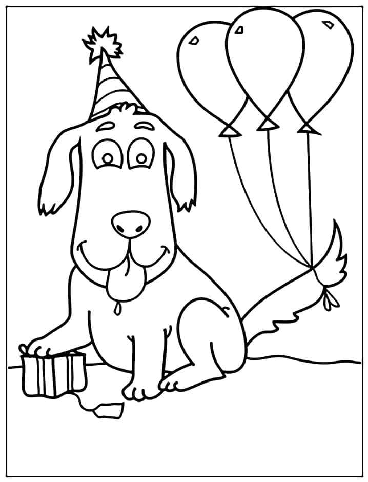Gratulerer med Bursdag hund fargelegging