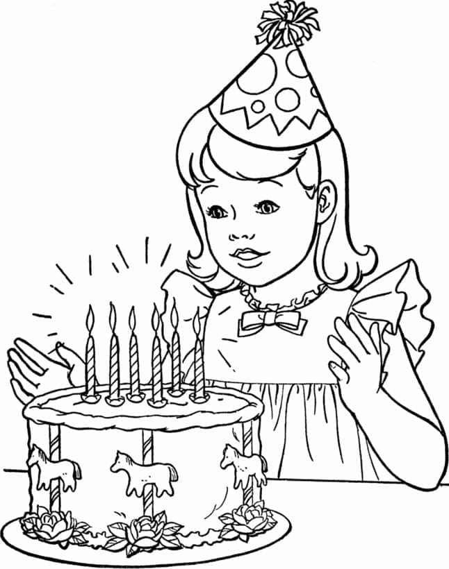 Gratulerer med Bursdag jente fargelegging