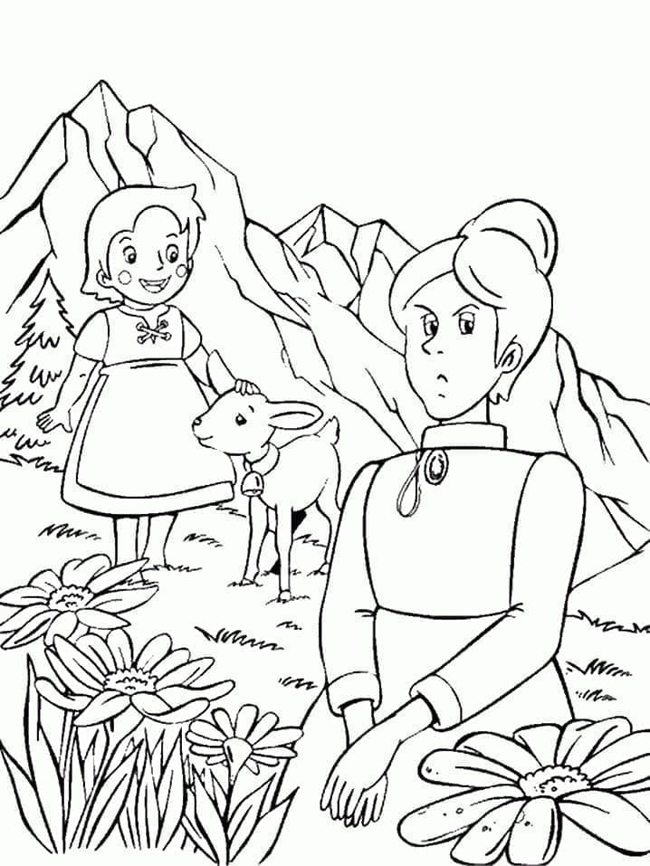Heidi og Fraulein Rottenmeier fargelegging