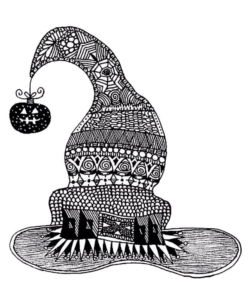 Heksehatt Zentangle fargelegging
