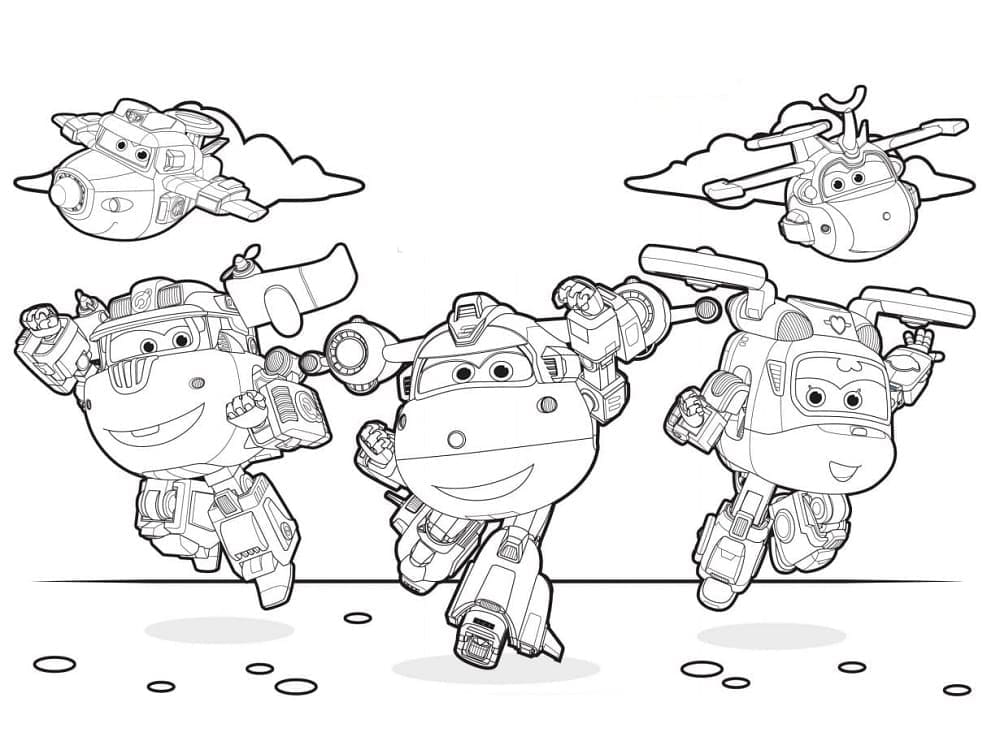 Karakterer fra Super Wings fargelegging Karakterer fra Super Wings fargelegging