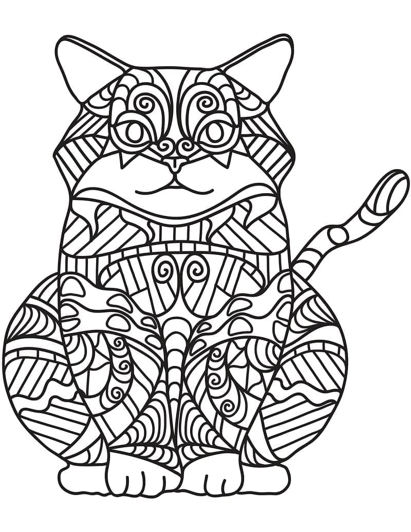 Katt Zentangle fargelegging