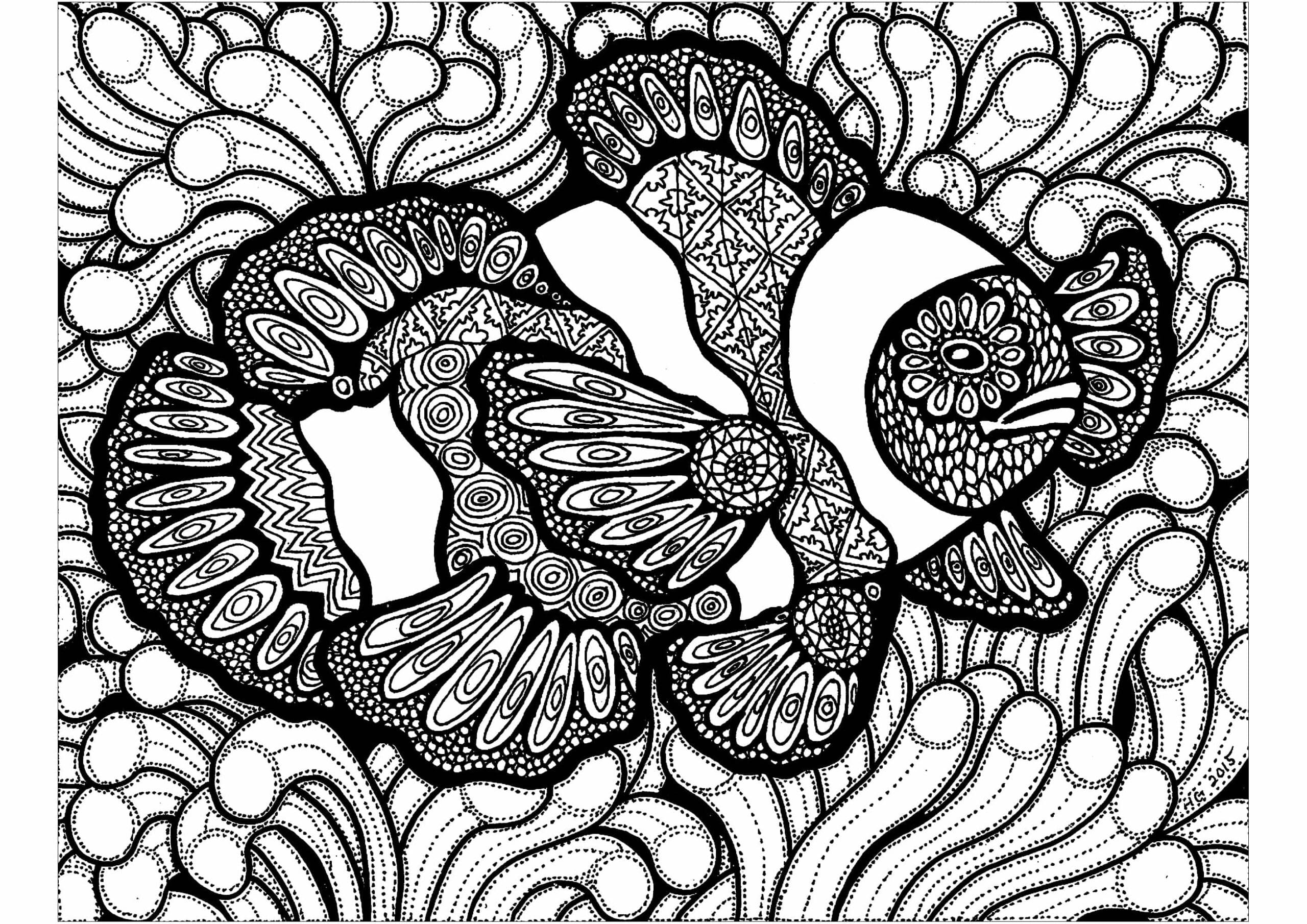 Klovnefisk Zentangle fargelegging
