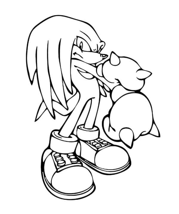Knuckles med rødt hår fargelegging Knuckles med rødt hår fargelegging