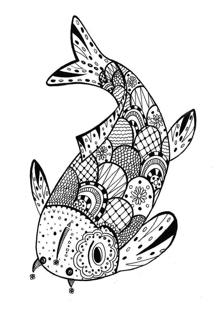 Koi-fisk Zentangle fargelegging