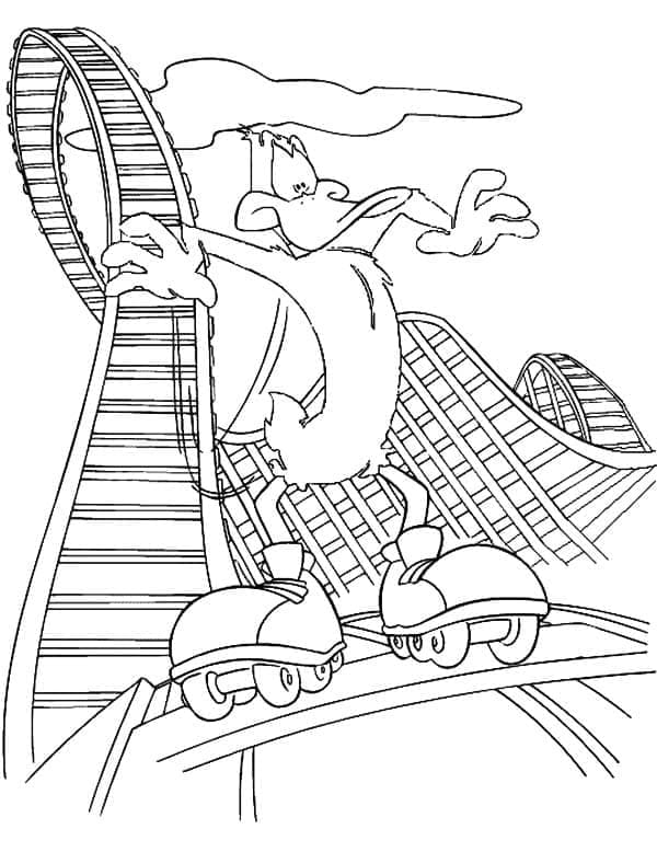 Morsom Daffy Duck på berg og dal bane fargelegging