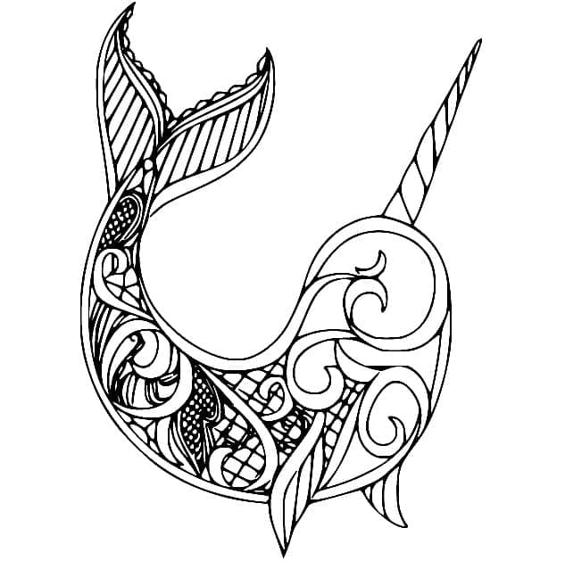 Narwhal Zentangle fargelegging