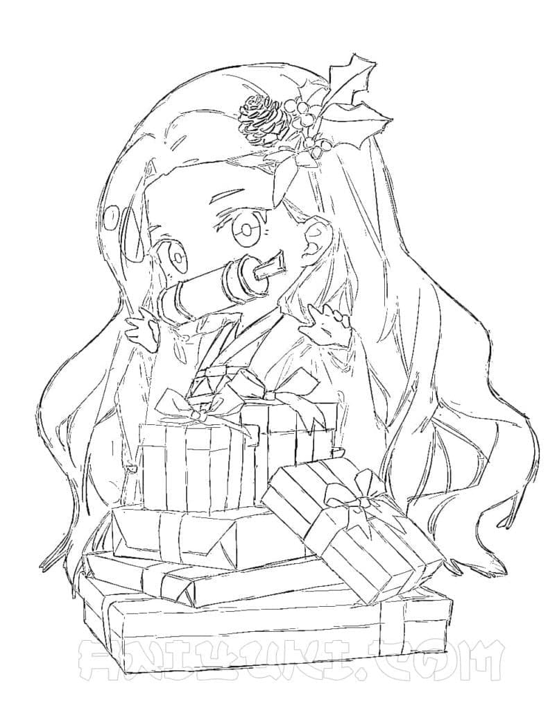 Nezuko skisse fargelegging
