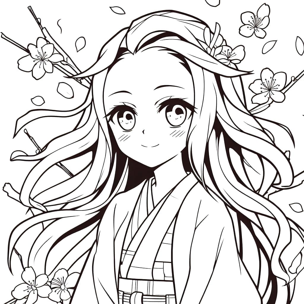 Nezuko utskrivbar gratis fargelegging