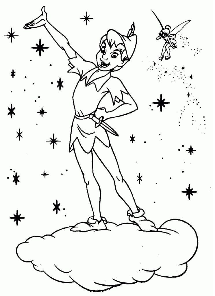 Peter Pan og Tingeling fargelegging