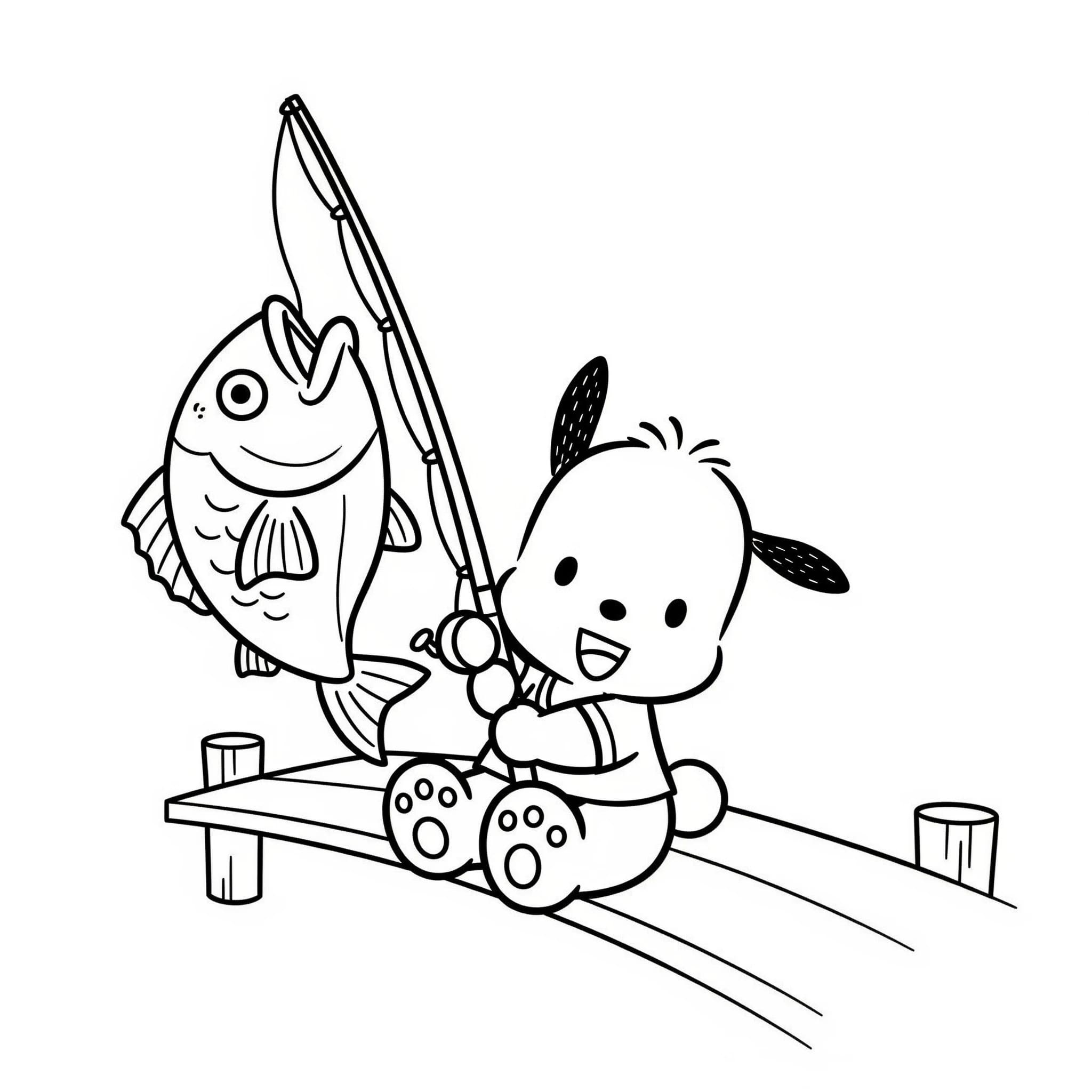 Pochacco fiske fargelegging Pochacco fiske fargelegging