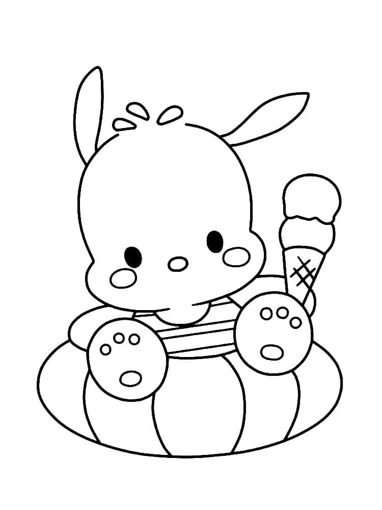 Pochacco med iskrem fargelegging Pochacco med iskrem fargelegging
