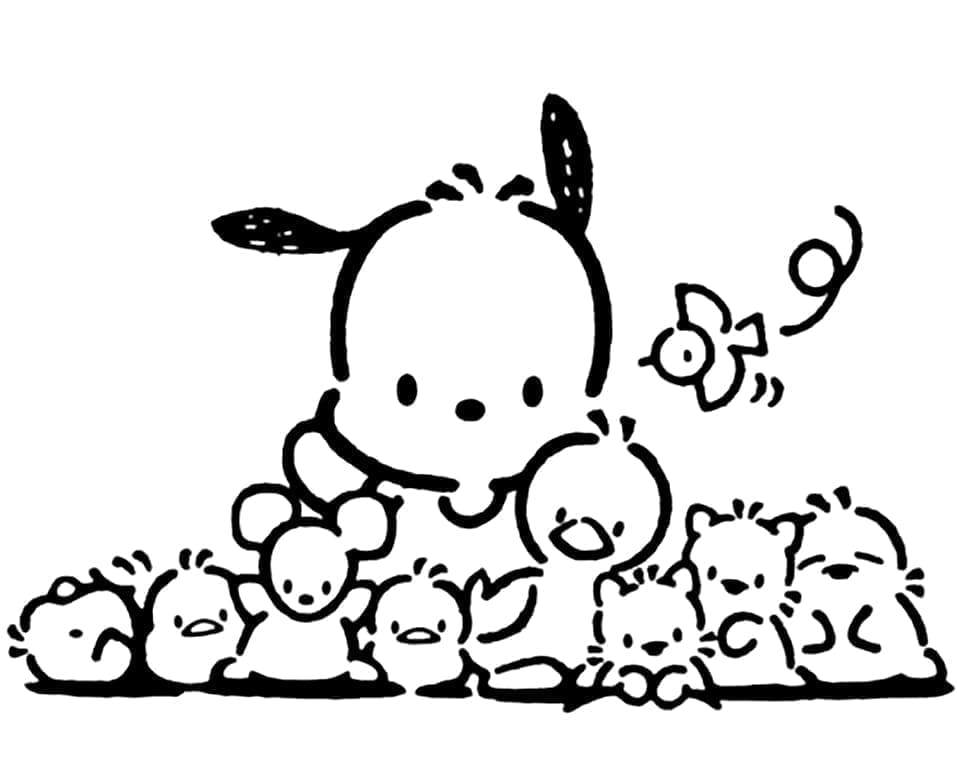 Pochacco med venner fargelegging Pochacco med venner fargelegging