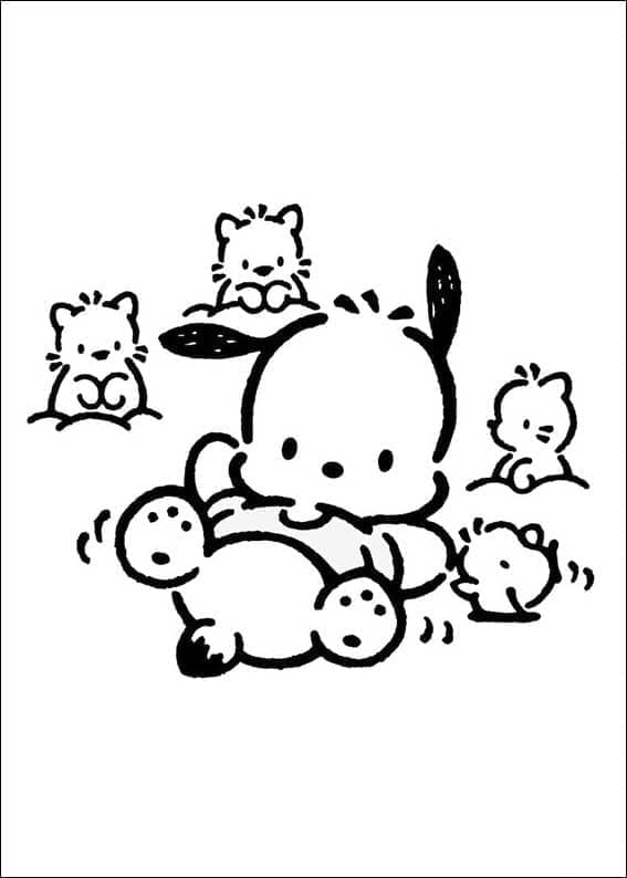 Pochacco og venner fargelegging Pochacco og venner fargelegging