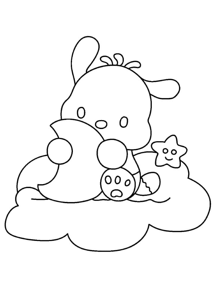 Pochacco på skyen fargelegging Pochacco på skyen fargelegging