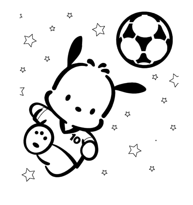 Pochacco spiller fotball fargelegging Pochacco spiller fotball fargelegging