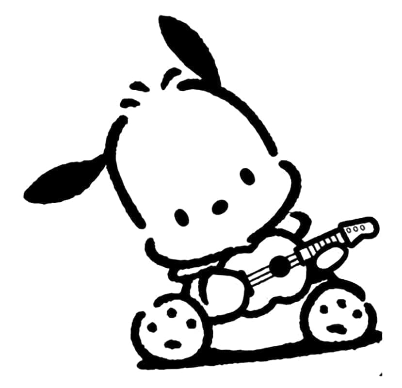 Pochacco spiller gitar fargelegging Pochacco spiller gitar fargelegging