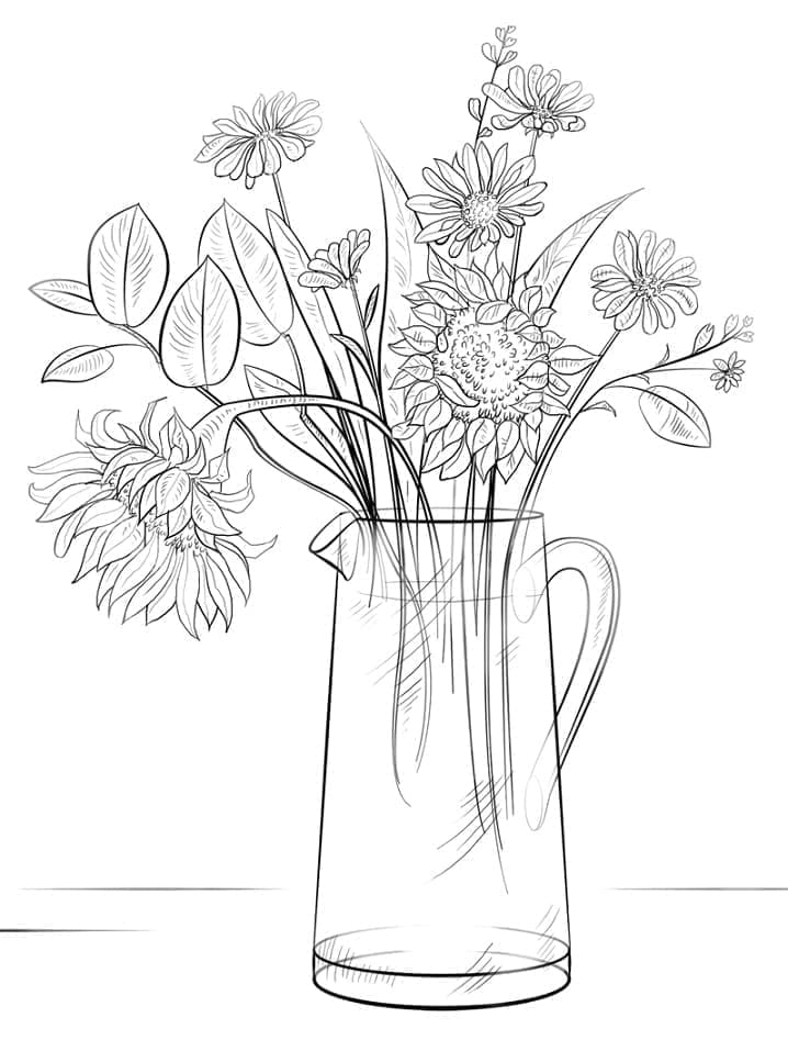 Realistisk blomsterbukett fargelegging