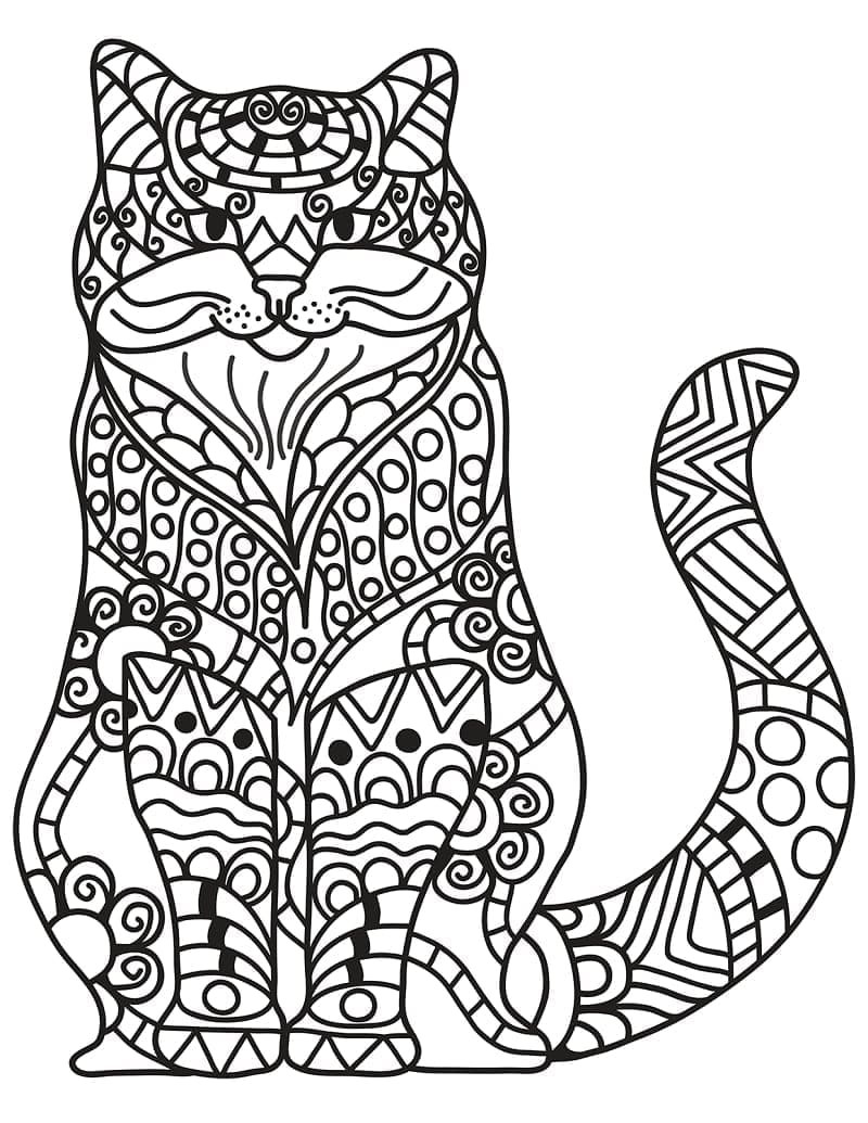 Sittende katt Zentangle fargelegging