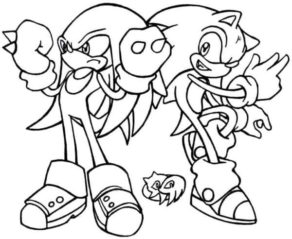 Sonic og Knuckles gratis fargelegging Sonic og Knuckles gratis fargelegging