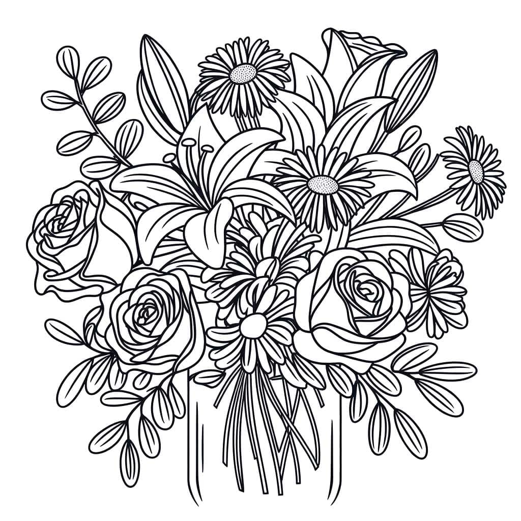 Stor blomsterbukett fargelegging