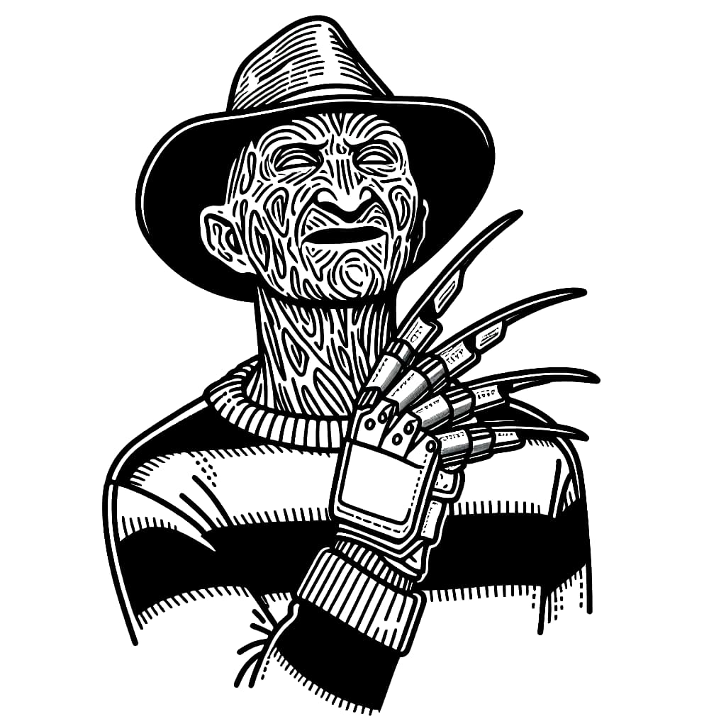 Tegn et bilde av Freddy Krueger fargelegging