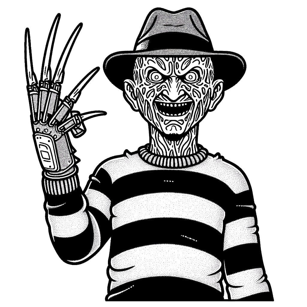Tegn Freddy Krueger fargelegging