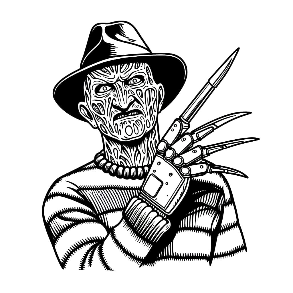 Tegn Freddy Krueger gratis fargelegging