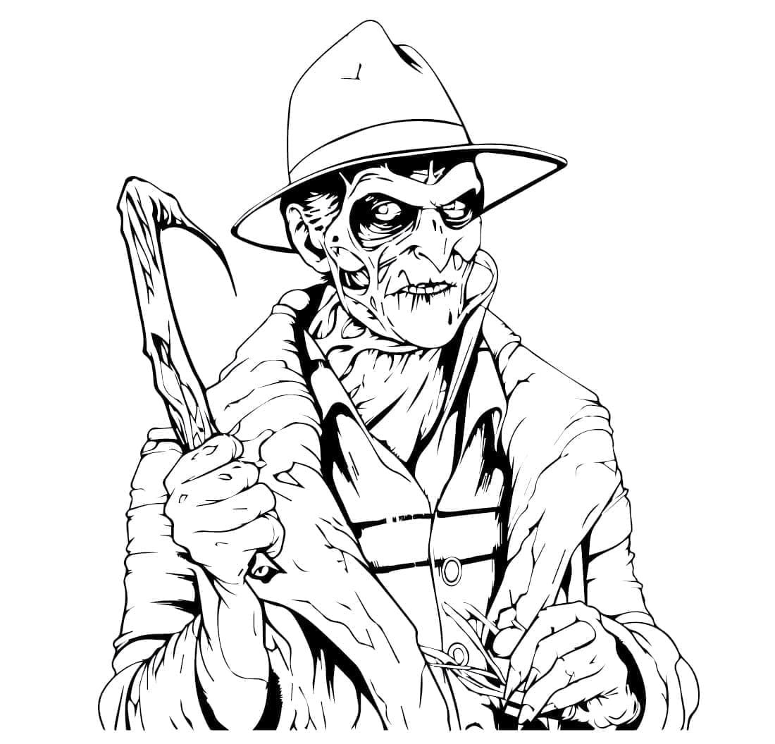 Tegning av Freddy Krueger fargelegging