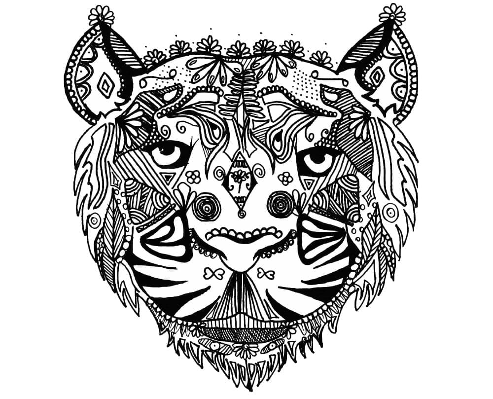 Tigerzentangle fargelegging