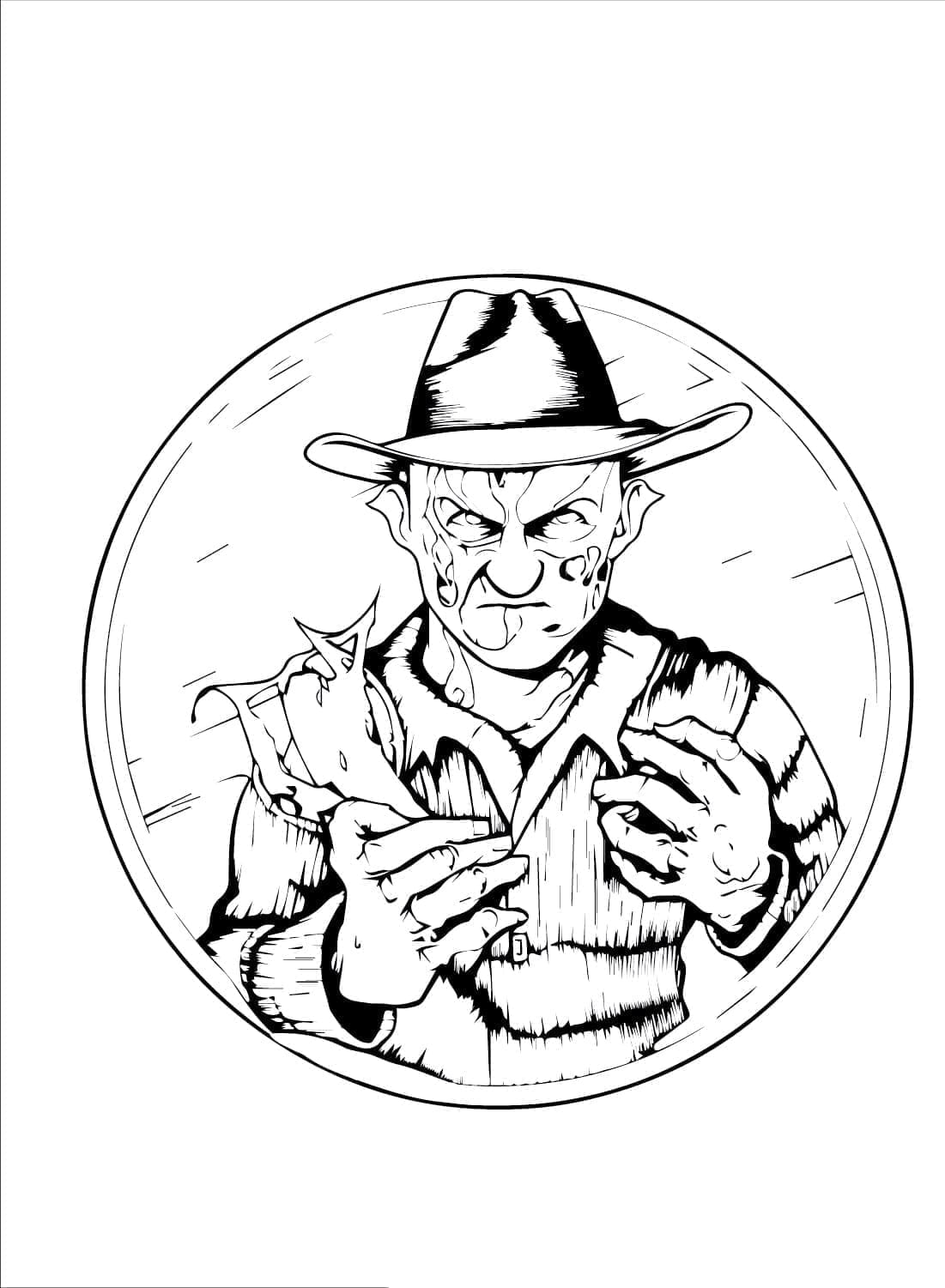 Utskrivbar Freddy Krueger fargelegging
