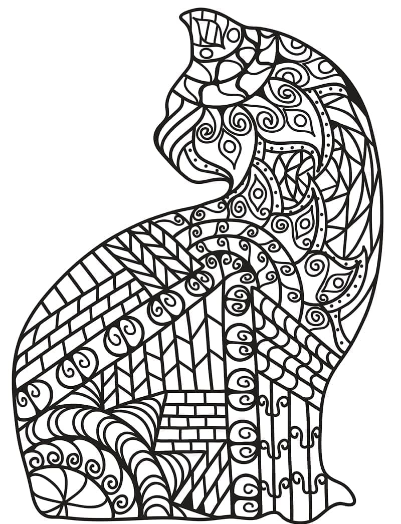Utskrivbar kattzentangle fargelegging