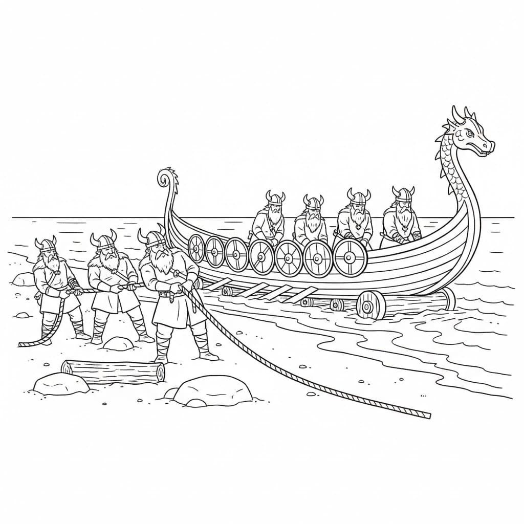 Å trekke vikingskipet i land fargelegging