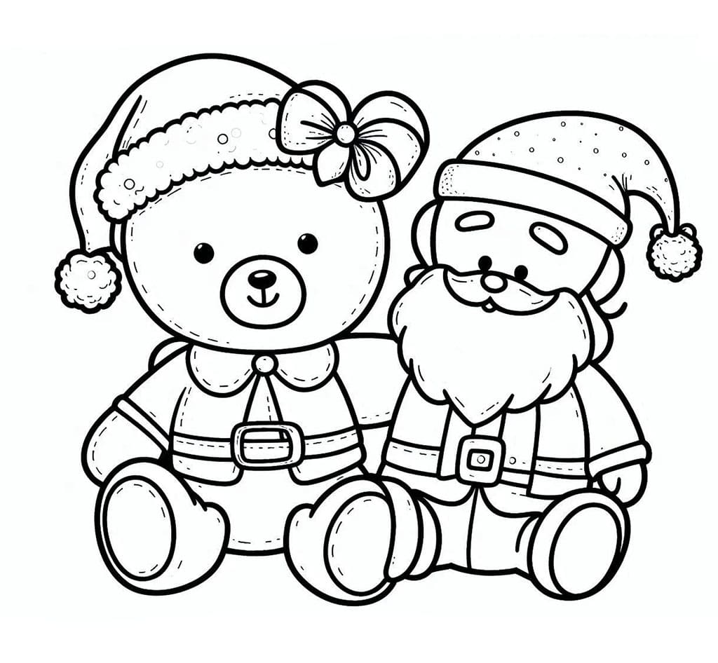 Bamse og julenissen fargelegging