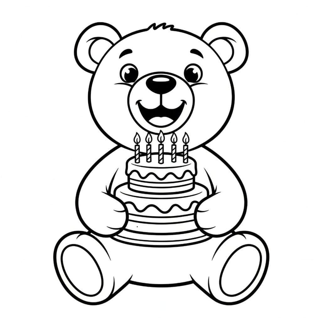 Bamse og kake fargelegging