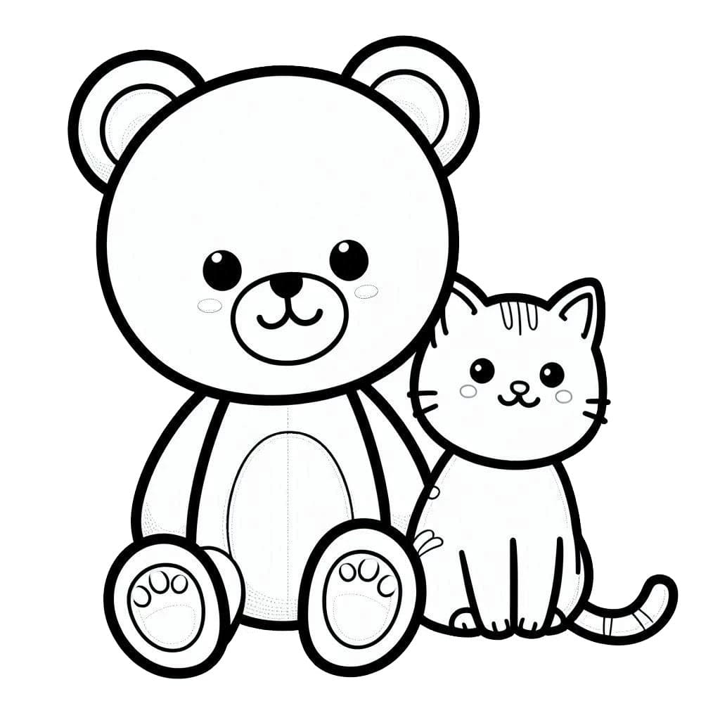 Bamse og katten fargelegging