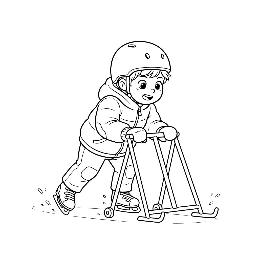 Barn som lærer å gå på skøyter fargelegging