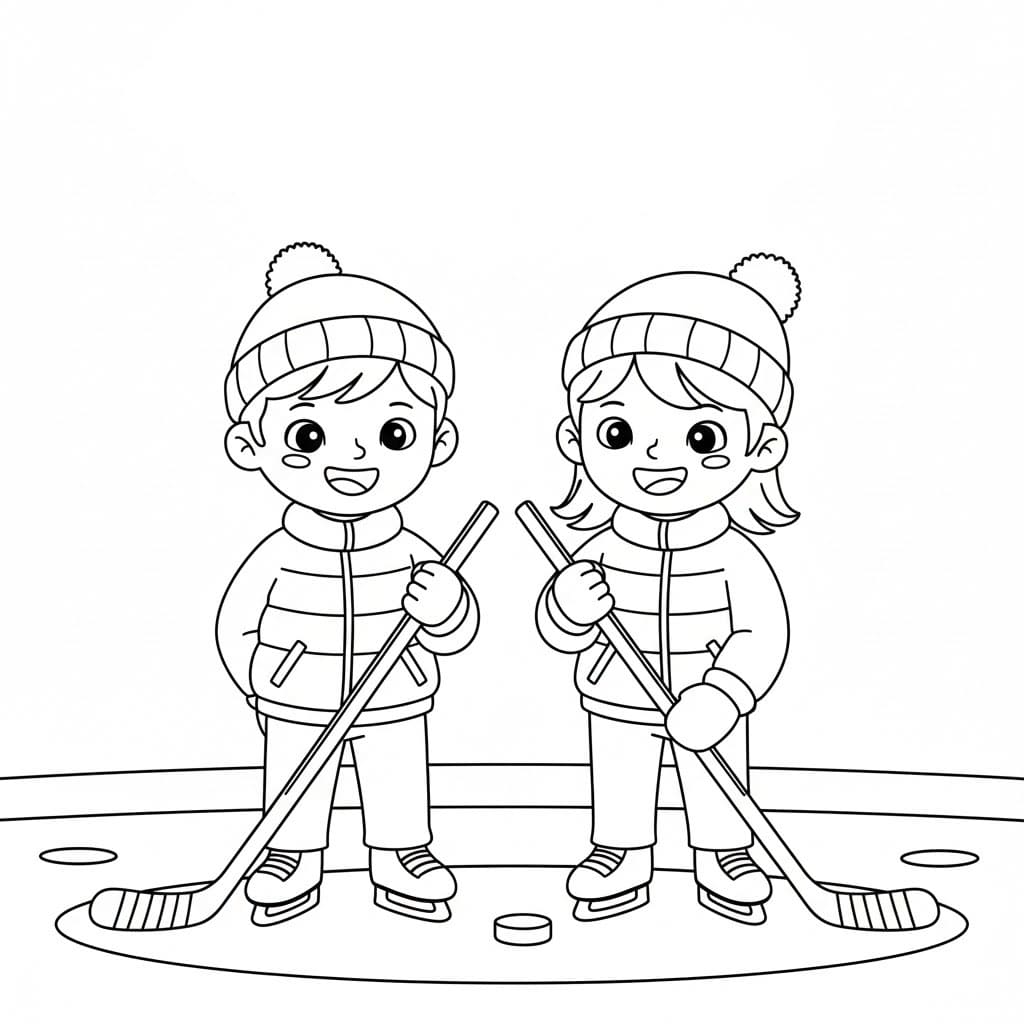 Barn som spiller hockey fargelegging