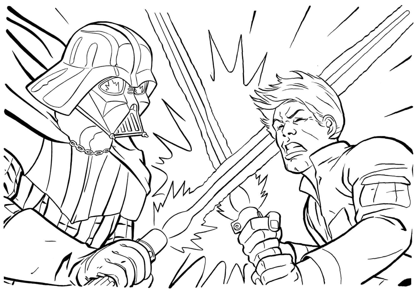 Darth Vader vs Luke Skywalker fargelegging