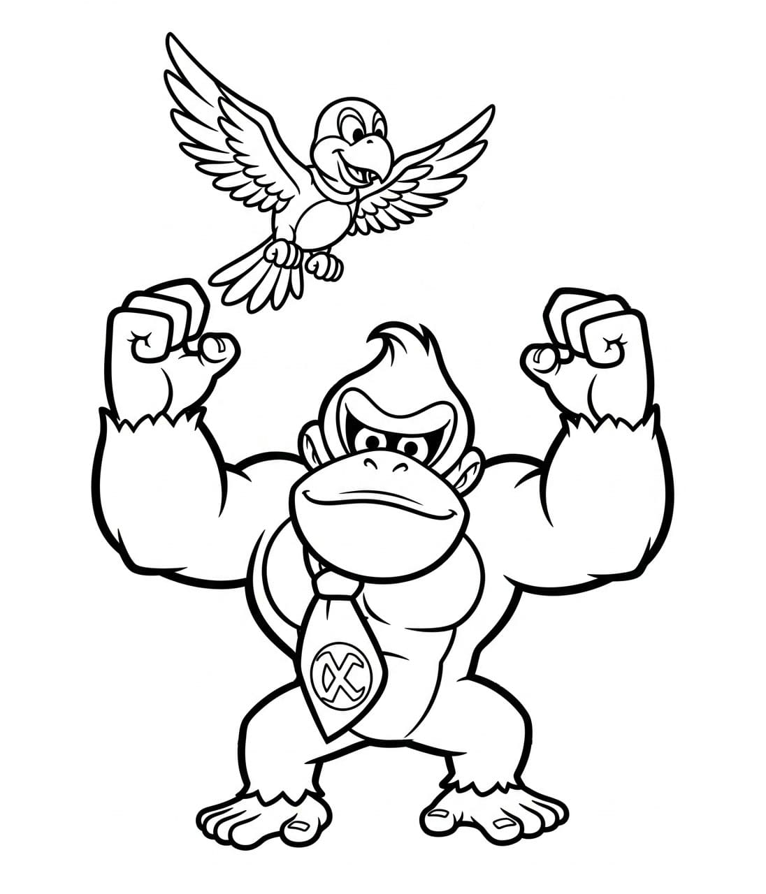 Donkey Kong og fugl fargelegging