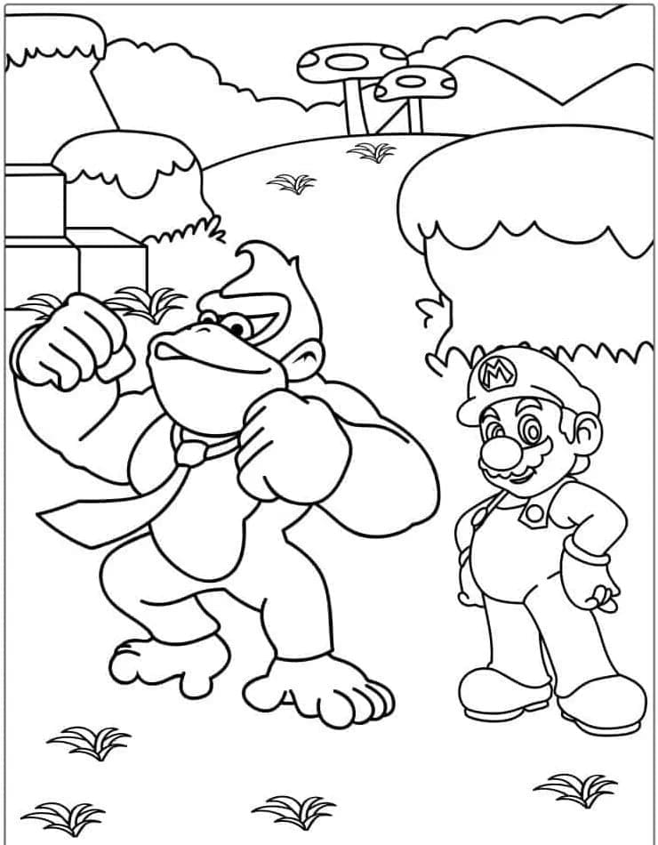 Donkey Kong og Mario fargelegging