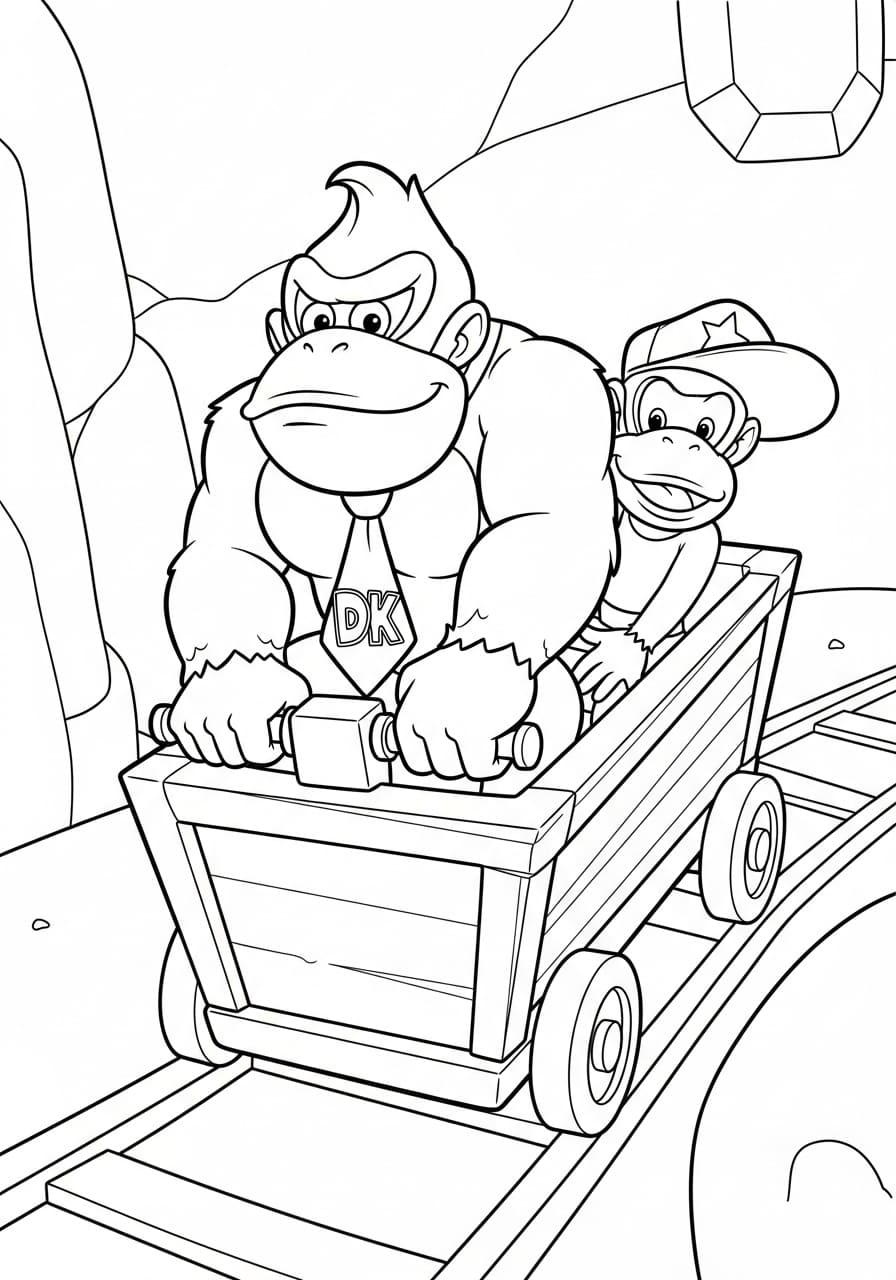 Donkey Kong på toget fargelegging