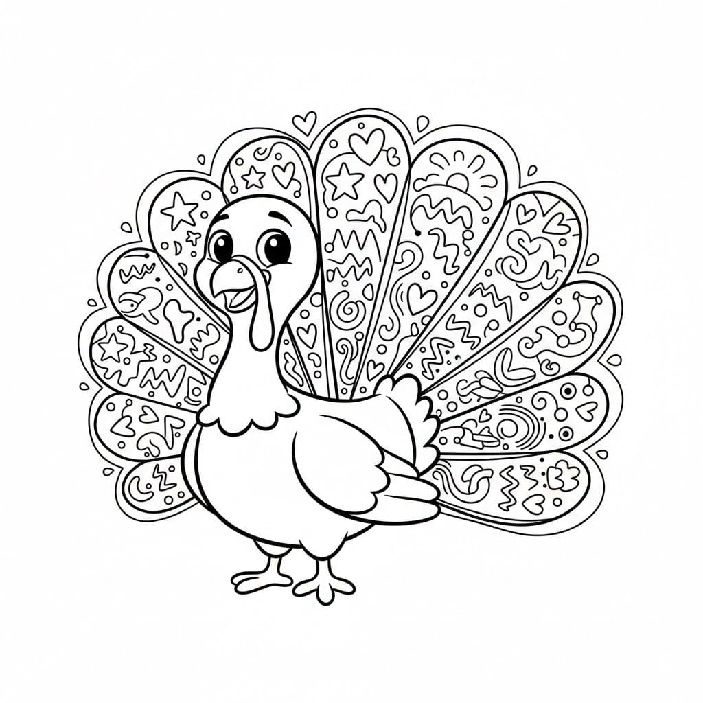 Doodle fjær kalkun fargelegging