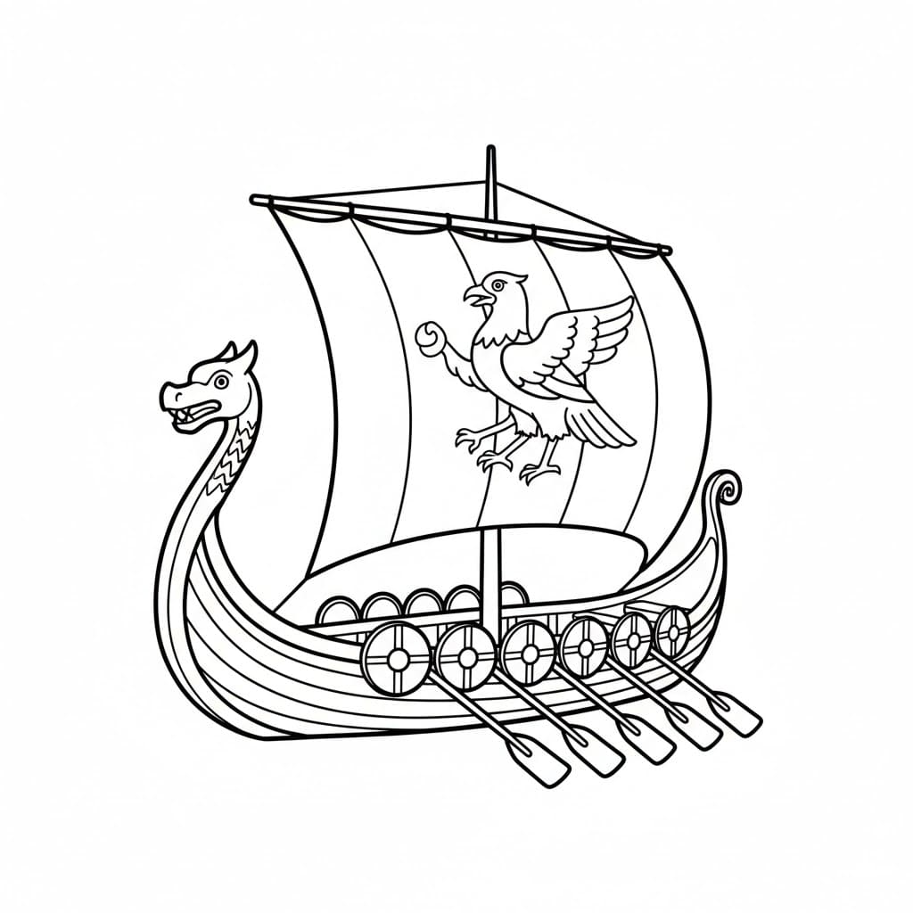 Enkelt vikingskip fargelegging