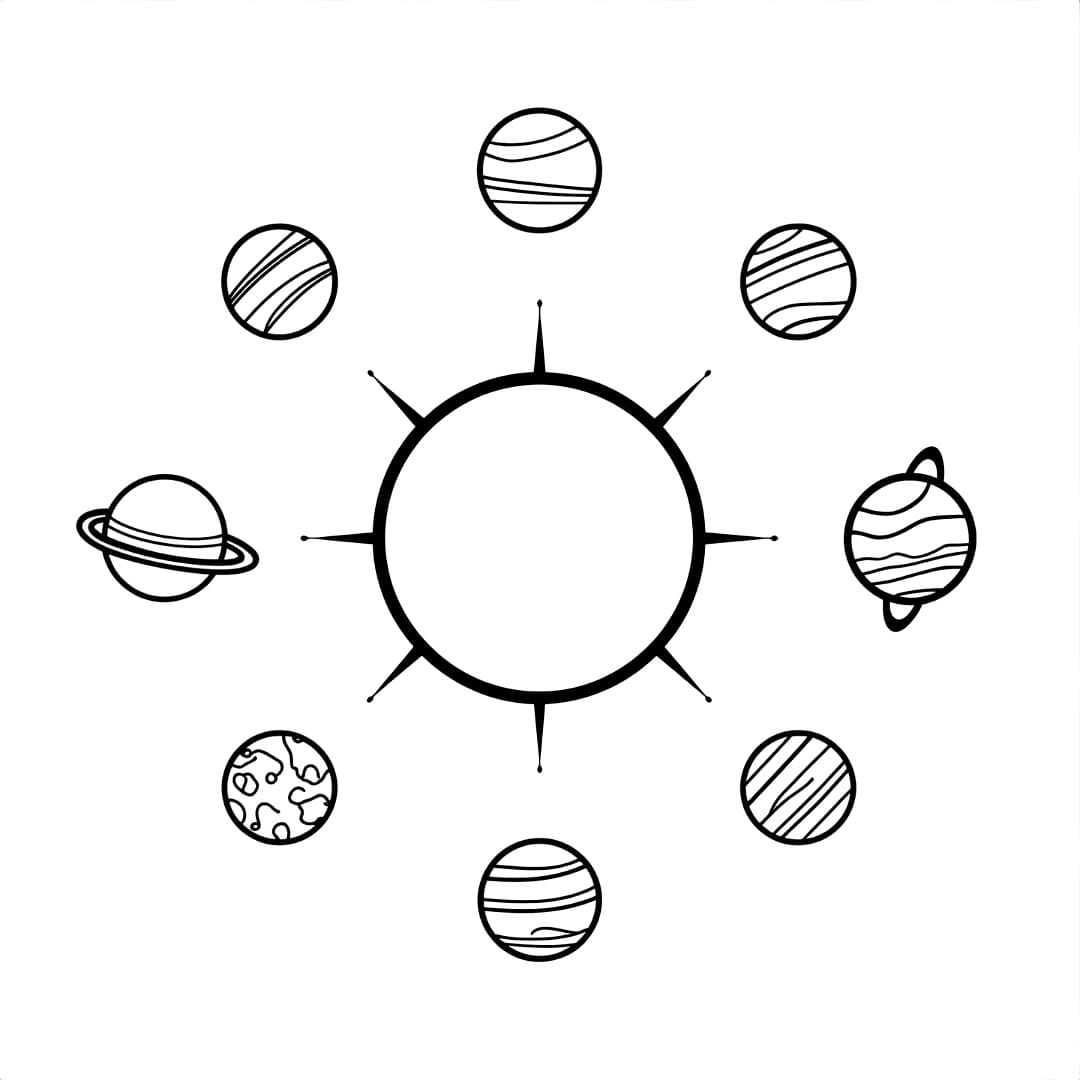 Enkle planeter i solsystemet fargelegging